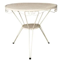 Pamono Mid-Century Italian Modern White Iron Round Garden Table with Flower Decor, 1960 Discount