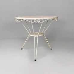 Pamono Mid-Century Italian Modern White Iron Round Garden Table with Flower Decor, 1960 Discount