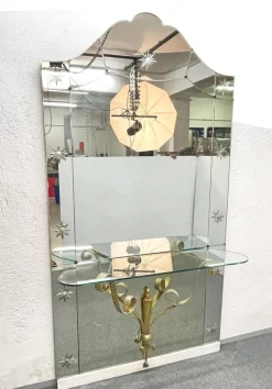 Pamono Mid-Century Italian Modern Mirror with Console by Pier Luigi Colli for Cristal Arte, Set of 2 Best