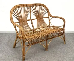 Pamono Mid-Century Italian Rattan & Bamboo Sofa, Armchairs & Coffee Table, 1960s, Set of 4 Sale