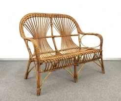 Pamono Mid-Century Italian Rattan & Bamboo Sofa, Armchairs & Coffee Table, 1960s, Set of 4 Sale
