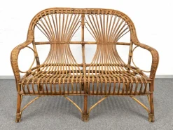 Pamono Mid-Century Italian Rattan & Bamboo Sofa, Armchairs & Coffee Table, 1960s, Set of 4 Sale