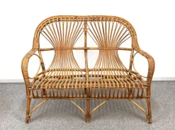 Pamono Mid-Century Italian Rattan & Bamboo Sofa, Armchairs & Coffee Table, 1960s, Set of 4 Sale