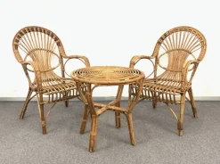 Pamono Mid-Century Italian Rattan & Bamboo Sofa, Armchairs & Coffee Table, 1960s, Set of 4 Sale