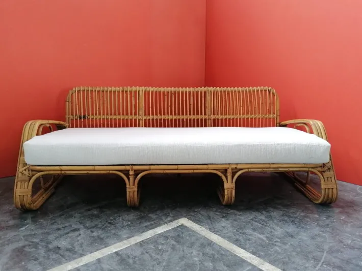 Pamono Mid-Century Italian Rattan and Bamboo Sofa, 1960s Hot