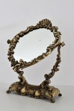 Pamono Mid-Century Italian Vanity Dressing Table with Mirror in Bronze with Angels, 1950s Best