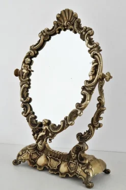Pamono Mid-Century Italian Vanity Dressing Table with Mirror in Bronze with Angels, 1950s Best