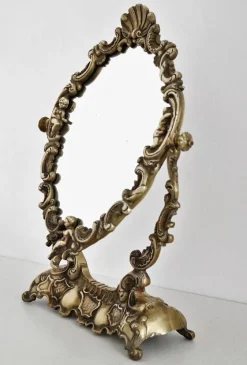 Pamono Mid-Century Italian Vanity Dressing Table with Mirror in Bronze with Angels, 1950s Best