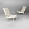 Pamono Mid-Century Italian White and Azure Iron Outdoor Lounge Chairs, 1960s, Set of 2 Clearance