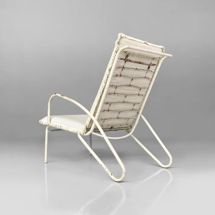 Pamono Mid-Century Italian White and Azure Iron Outdoor Lounge Chairs, 1960s, Set of 2 Clearance