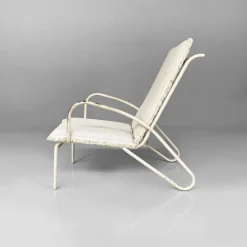 Pamono Mid-Century Italian White and Azure Iron Outdoor Lounge Chairs, 1960s, Set of 2 Clearance