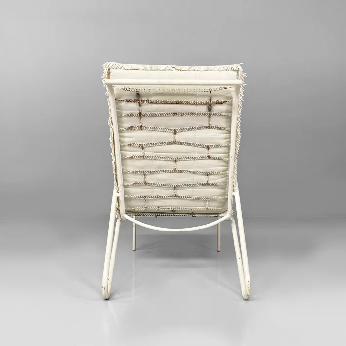 Pamono Mid-Century Italian White and Azure Iron Outdoor Lounge Chairs, 1960s, Set of 2 Clearance