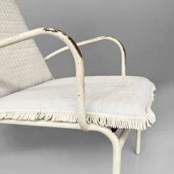 Pamono Mid-Century Italian White and Azure Iron Outdoor Lounge Chairs, 1960s, Set of 2 Clearance