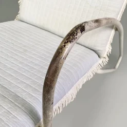 Pamono Mid-Century Italian White and Azure Iron Outdoor Lounge Chairs, 1960s, Set of 2 Clearance