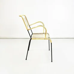 Pamono Mid-Century Italian Yellow Plastic Scooby Black Metal Outdoor Chair, 1960s Online
