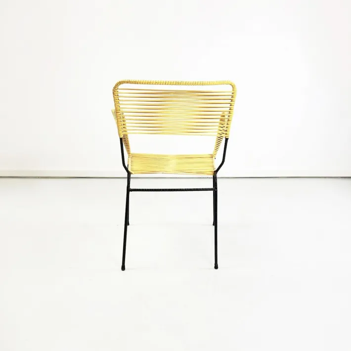 Pamono Mid-Century Italian Yellow Plastic Scooby Black Metal Outdoor Chair, 1960s Online