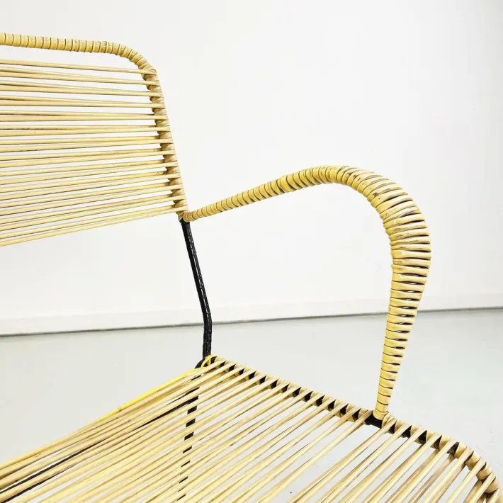 Pamono Mid-Century Italian Yellow Plastic Scooby Black Metal Outdoor Chair, 1960s Online