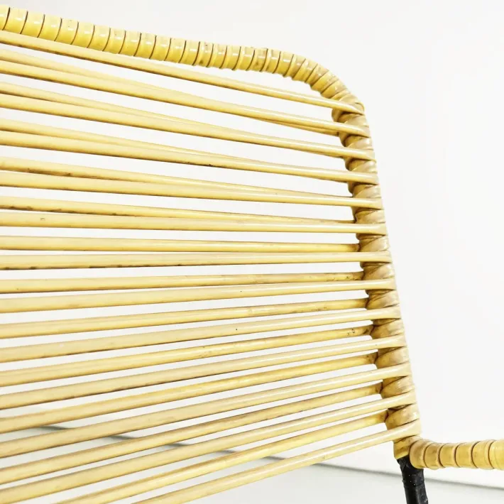 Pamono Mid-Century Italian Yellow Plastic Scooby Black Metal Outdoor Chair, 1960s Online