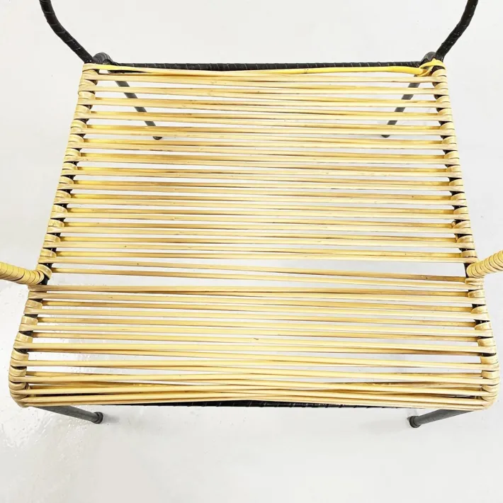 Pamono Mid-Century Italian Yellow Plastic Scooby Black Metal Outdoor Chair, 1960s Online