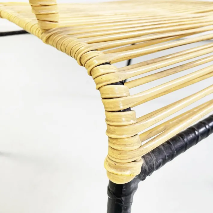 Pamono Mid-Century Italian Yellow Plastic Scooby Black Metal Outdoor Chair, 1960s Online