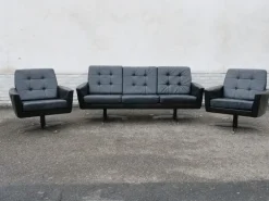 Pamono Mid-Century Leather Sofas and Armchairs from Krasemann, 1960s, Set of 3 Outlet