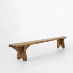 Pamono Mid-Century Low Wooden Bench, France, 1850s New