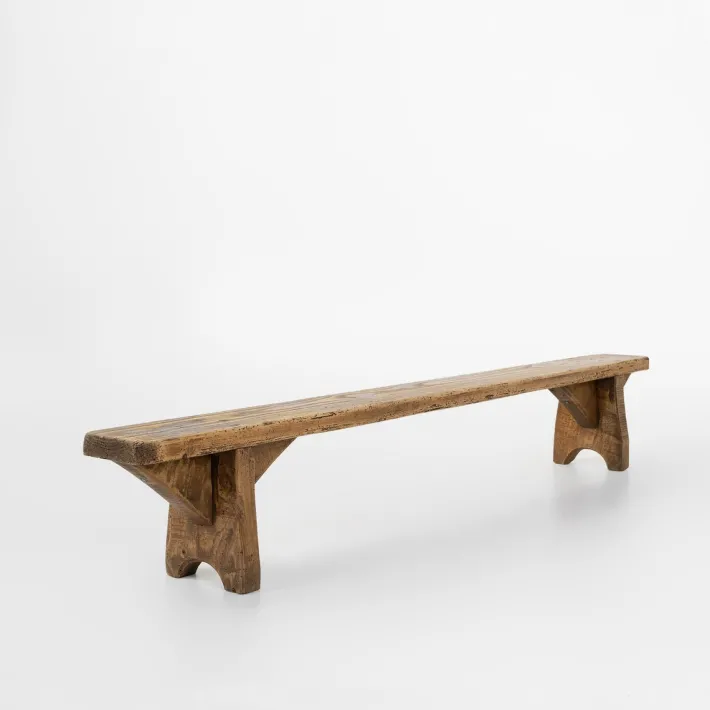 Pamono Mid-Century Low Wooden Bench, France, 1850s New