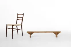 Pamono Mid-Century Low Wooden Bench, France, 1850s New