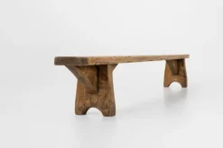 Pamono Mid-Century Low Wooden Bench, France, 1850s New