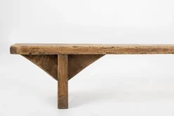 Pamono Mid-Century Low Wooden Bench, France, 1850s New