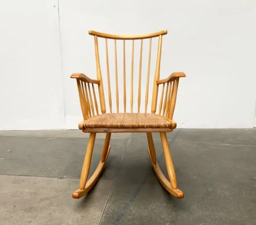 Pamono Mid-Century Model WK-S 7 Beech Rocking Chair by Arno Lambrecht for Wk Möbel, 1950s Sale