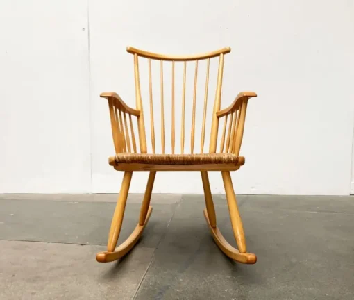 Pamono Mid-Century Model WK-S 7 Beech Rocking Chair by Arno Lambrecht for Wk Möbel, 1950s Sale