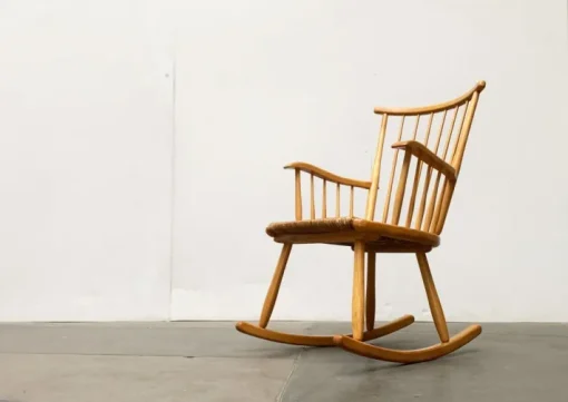 Pamono Mid-Century Model WK-S 7 Beech Rocking Chair by Arno Lambrecht for Wk Möbel, 1950s Sale