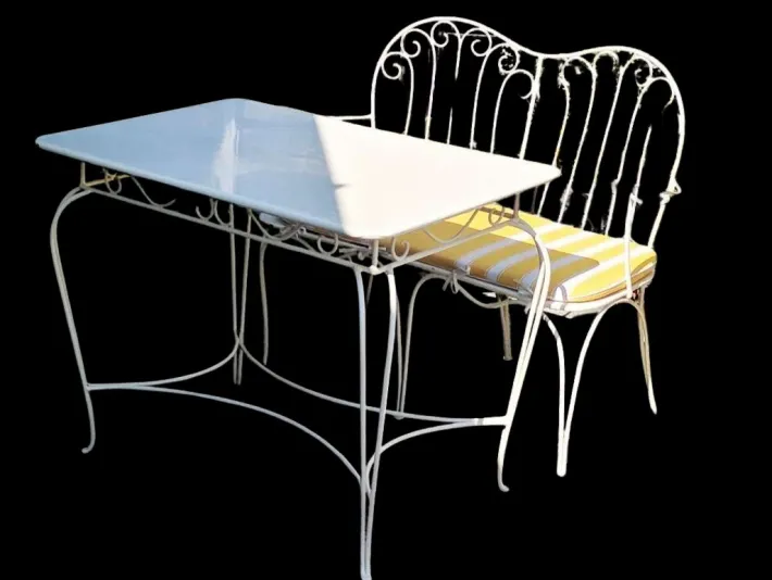 Pamono Mid-Century Modern Austrian Wrought Iron Garden Seating Set by Karasek & Co, 1950s, Set of 2 Online