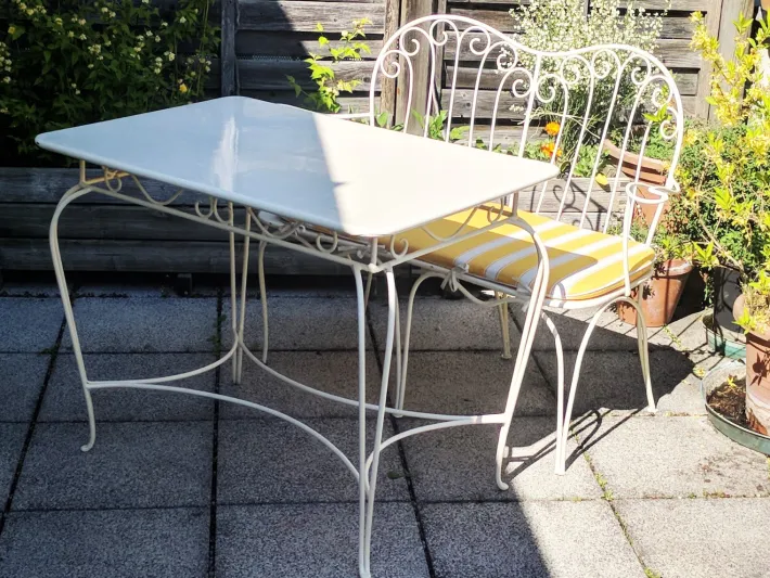 Pamono Mid-Century Modern Austrian Wrought Iron Garden Seating Set by Karasek & Co, 1950s, Set of 2 Online