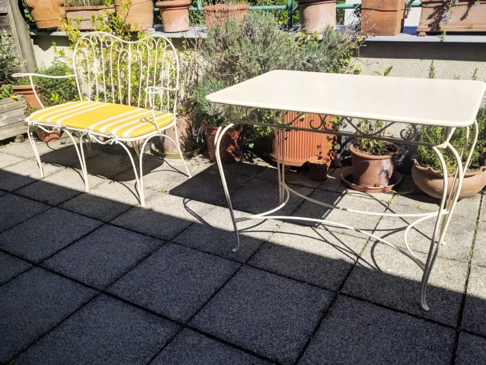 Pamono Mid-Century Modern Austrian Wrought Iron Garden Seating Set by Karasek & Co, 1950s, Set of 2 Online