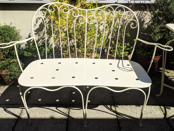 Pamono Mid-Century Modern Austrian Wrought Iron Garden Seating Set by Karasek & Co, 1950s, Set of 2 Online