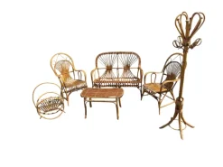 Pamono Midcentury Modern Bamboo Rattan Sofa Set, 1960s, Set of 6