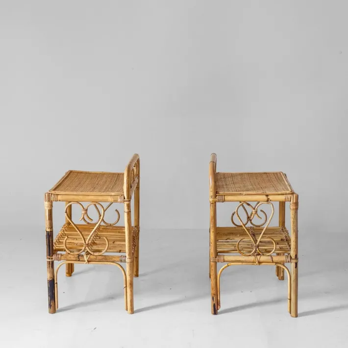 Pamono Mid-Century Modern Bamboo Side Tables, Italy, 1960s, Set of 2 Hot