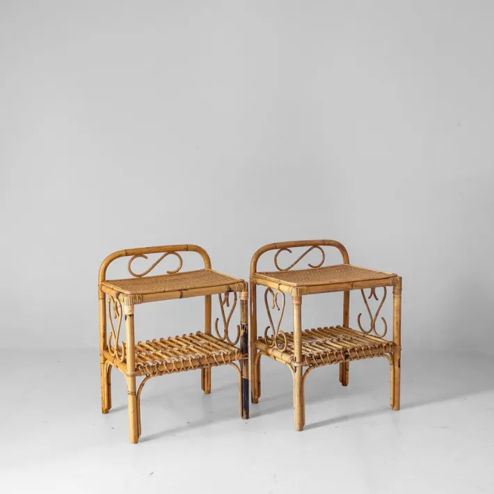 Pamono Mid-Century Modern Bamboo Side Tables, Italy, 1960s, Set of 2 Hot