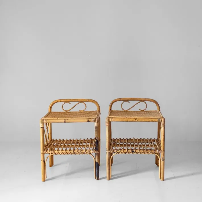 Pamono Mid-Century Modern Bamboo Side Tables, Italy, 1960s, Set of 2 Hot
