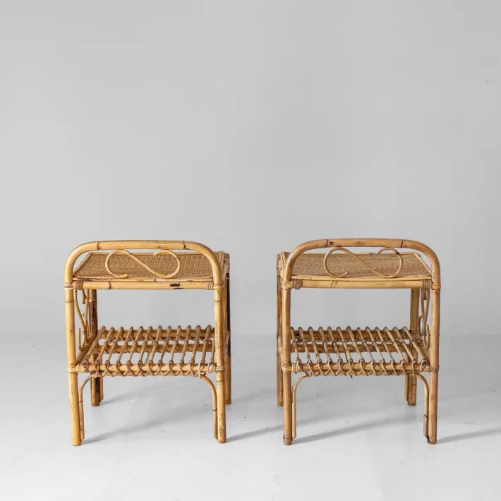 Pamono Mid-Century Modern Bamboo Side Tables, Italy, 1960s, Set of 2 Hot