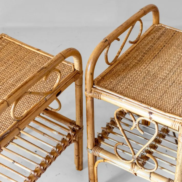 Pamono Mid-Century Modern Bamboo Side Tables, Italy, 1960s, Set of 2 Hot