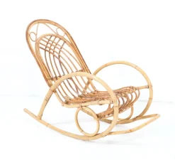 Pamono Mid-Century Modern Bamboo and Rattan Children's Rocking Chair, 1970s Outlet