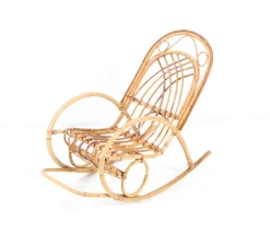 Pamono Mid-Century Modern Bamboo and Rattan Children's Rocking Chair, 1970s Outlet