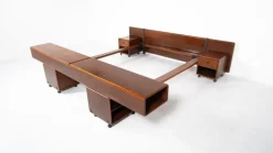 Pamono Mid-Century Modern Bed with Nightstands attributed to Fabio Lenci for Bernini, Italy, 1970s Best