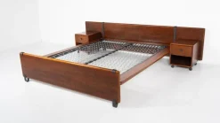 Pamono Mid-Century Modern Bed with Nightstands attributed to Fabio Lenci for Bernini, Italy, 1970s Best