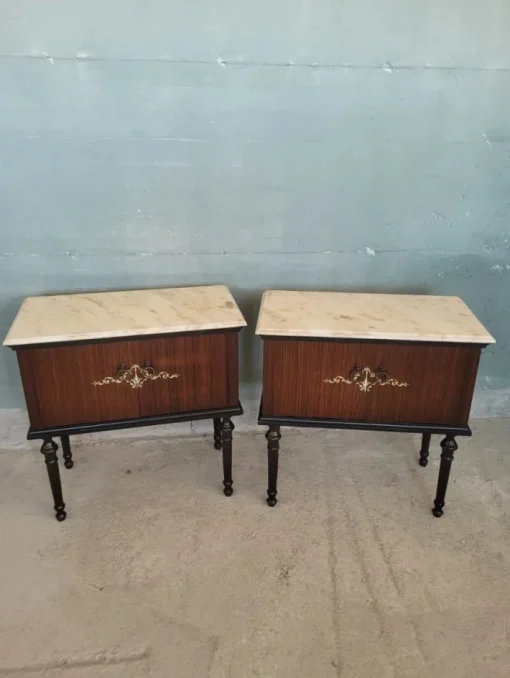 Pamono Midcentury Modern Bedside Tables with Marble Top, Set of 2 Discount