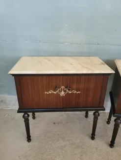 Pamono Midcentury Modern Bedside Tables with Marble Top, Set of 2 Discount