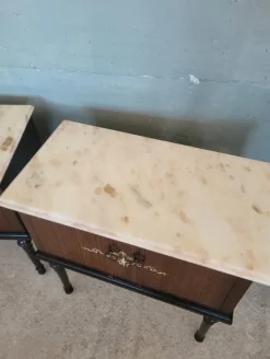 Pamono Midcentury Modern Bedside Tables with Marble Top, Set of 2 Discount